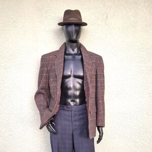 RODIER Hommes (France) Men's Classic Brown Checkered Luxury Blazer